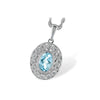Vintage-inspired 14K White Gold Aquamarine & Diamond Halo Pendant