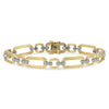 Textured 14K Yellow Gold Diamond Link Bracelet