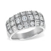 14K White Gold Channel Set Baguette & Round Diamond Wedding Band