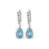 14K White Gold Pear Shaped Blue Topaz & Gold Bead Earrings