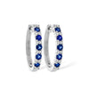 14K White Gold Diamond & Sapphire Hoop Earrings