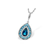 Fancy 14K White Gold Blue Topaz Double Halo Pendant