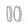 14K White Gold Double Row Bubble Diamond Hoop Earrings