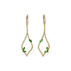 14K Yellow Gold Diamond Teardrop Tsavorite Garnet Accent Earrings