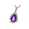 Vintage-Inspired 14K Rose Gold Pear Shape Amethyst & Diamond Halo Pendant