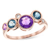 14K Rose Gold Multicolor Gemstone Bubble Diamond Ring