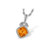 14K White Gold Citrine & Diamond Leaf Pendant