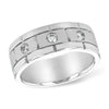 14K White Gold Men’s Diamond Station Wedding Band