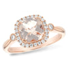 14K Rose Gold Cushion Morganite & Diamond Halo Ring