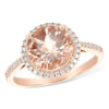 14K Rose Gold Round Morganite & Diamond Halo Ring