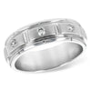 14K White Gold Men’s Diamond Station Wedding Band