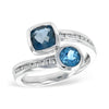 14K White Gold Blue Topaz & Channel Set Bypass Diamond Ring