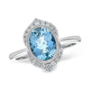 Vintage-Inspired 14K White Gold Oval Aquamarine & Diamond Halo Ring