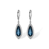 Vintage-Inspired 14K White Gold Long Teardrop London Blue Topaz & Diamond Halo Earrings