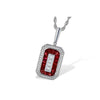 Art-Deco Inspired 14K White Gold Ruby & Diamond Halo Pendant