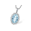 Vintage Inspired 14K White Gold Aquamarine & Diamond Pendant