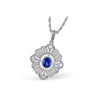 Vintage-Inspired 14K White Gold Sapphire & Diamond Pendant