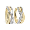 14K Yellow Textured Gold Crossover Diamond earrings