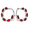 14K White Gold Front-Facing Ruby & Diamond Hoop Earrings