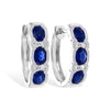 14K White Gold Sapphire & Diamond Hoop Earrings
