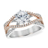 14K Two-Tone Gold Wide Diamond Crossover Semi-Mount Engagement Ring