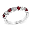 Classic 14K White Gold Shared-Prong Ruby & Diamond Wedding Band