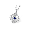 Vintage-Inspired 14K White Gold Sapphire & Diamond Pendant