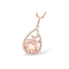 14K Rose Gold Morganite & Diamond Teardrop Halo Pendant
