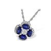 14K White Gold Sapphire & Diamond Clover Pendant