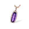 14K Rose Gold Oblong Amethyst Halo Pendant