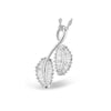 14K White Gold Diamond Baguette Twin Leaf Pendant