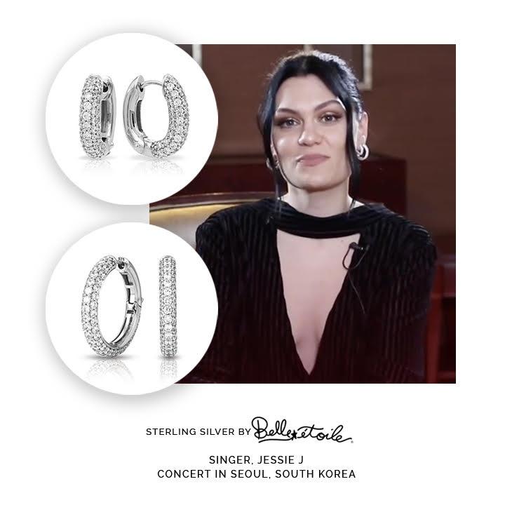 Sterling Silver Pave Hoop Earrings