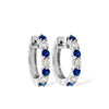 14K White Gold Diamond & Sapphire Huggie Hoop Earrings