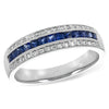 Classic 14K White Gold Three-Row Sapphire & Diamond Wedding Band