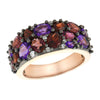 Wide 14K Rose Gold Multicolor Gemstone & Diamond Band Ring