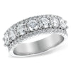 Wide 14K White Gold Three-Row Diamond Anniversary Band