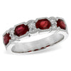 Vintage-Inspired 14K White Gold Ruby & Diamond Wedding Band