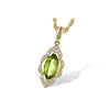 Vintage-Inspired 14K Yellow Peridot Scalloped Diamond Halo Pendant