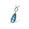 14K White Gold Fancy Teardrop London Blue Topaz & Diamond Halo Pendant