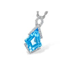 Geometric 14K White Gold Blue Topaz & Diamond Pendant