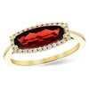 14K Yellow Gold East-West Fancy Garnet & Diamond Halo Ring