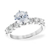14K White Gold Shared-Prong Diamond Semi-Mount Engagement Ring