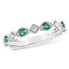 14K White Gold Emerald & Diamond Stackable Wedding Band