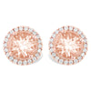 Round 14K Rose Gold Morganite & Diamond Halo Earrings