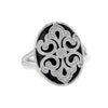 Art-Deco Inspired 14K White Gold Onyx & Diamond Ring