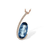 14K Rose Gold Long London Blue Topaz & Diamond Drop Pendant