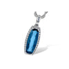 14K White Gold Fancy Cut London Blue Topaz & Diamond Halo Pendant