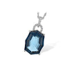 14K White Gold Fancy Cut London Blue Topaz & Diamond Pendant