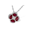 14K White Gold Ruby & Diamond Clover Pendant