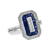 Art-Deco Inspired 14K White Gold Sapphire & Diamond Ring